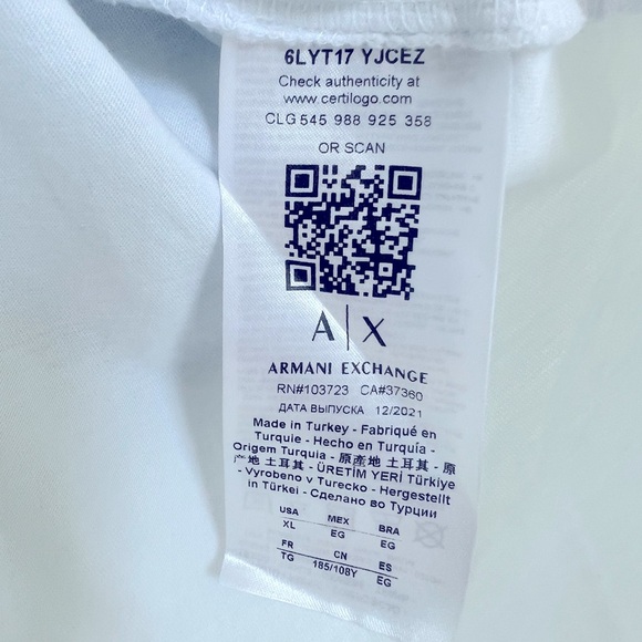 Armani Exchange White V-Neck T-Shirt - Picture 5 of 6